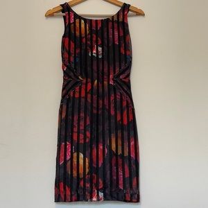 Guess black/red floral print bodycon dress
